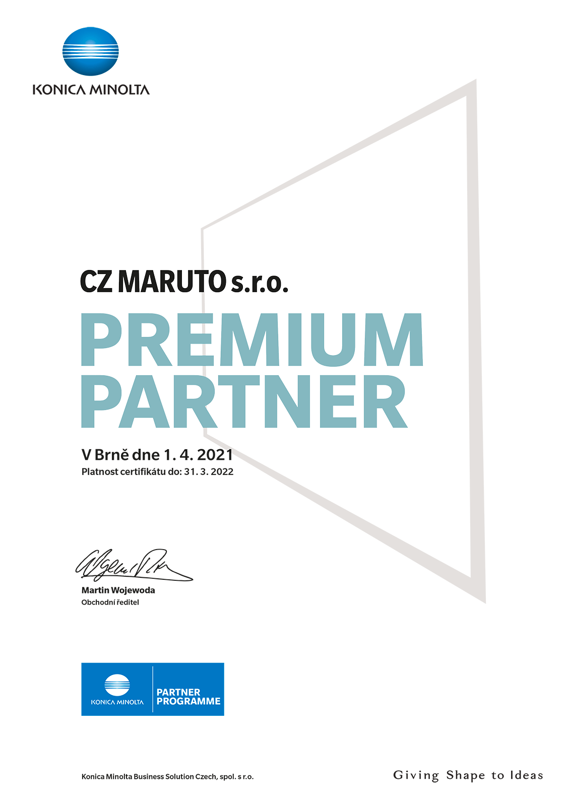 Certifikat cz maruto konica minolta